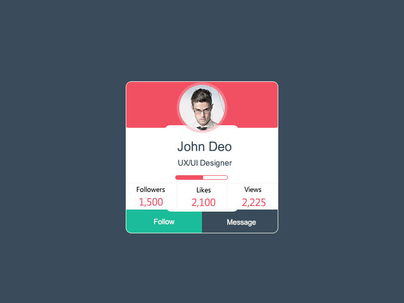 Mini Profile For Practice mini profile psd profile view widget free psd