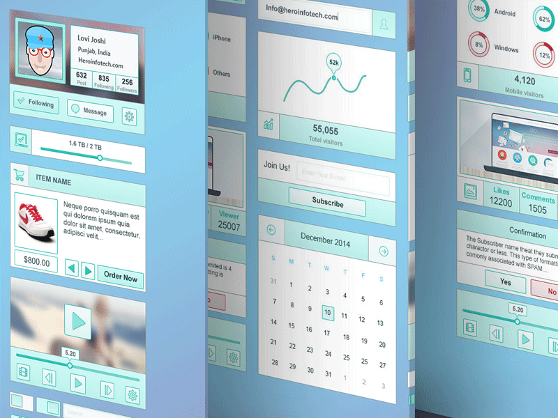 Dribbble ui kit psd