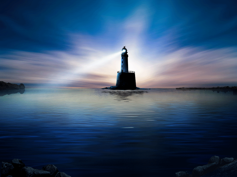 Lighthouse clouds digital art lighthouse sea sky sunset