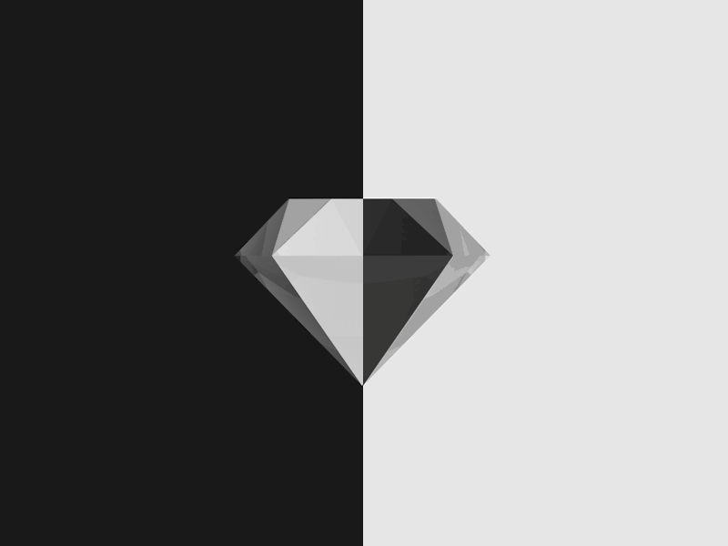 Diamonds are forever animated gif black cinema 4d dark diamond greyscale inverted low poly motion play rotation translucent