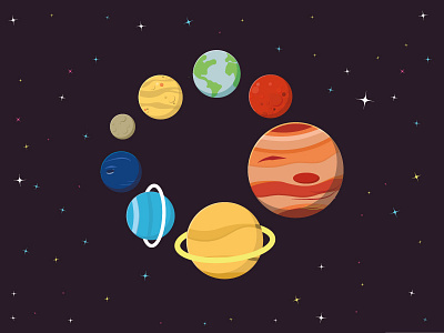 Flat Vector Planets after effects colour flat vector freebie illustrator planets space