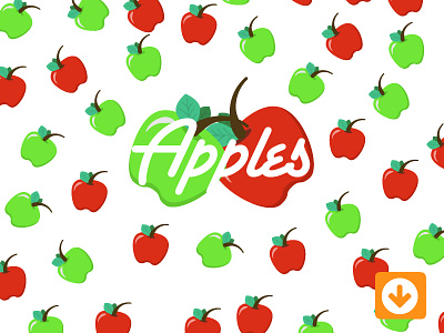 Apples apple bunch download food free freebie fruit green illustration pattern red vector