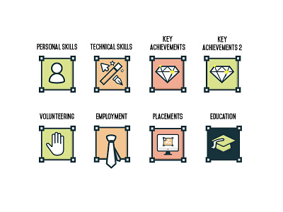 CV Icons cv diamond flat vector hand icons illustrator pen tool vector