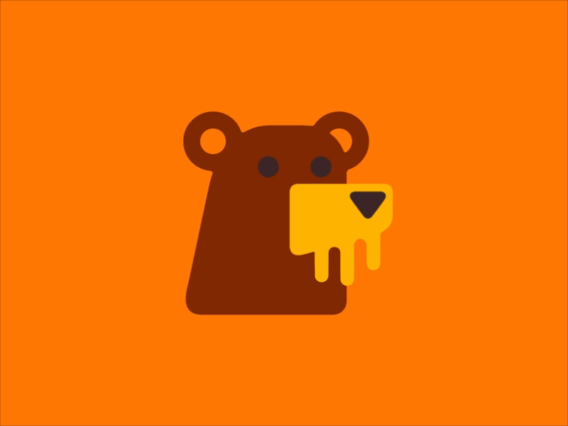 Rebound - Honeybear animal bear brown character drip gif honey ident logo orange