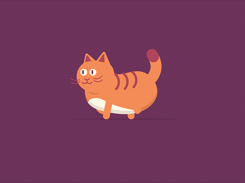 Fat cat walk after effects animal animated gif cat character rig eyes flat vector rubberhose tail