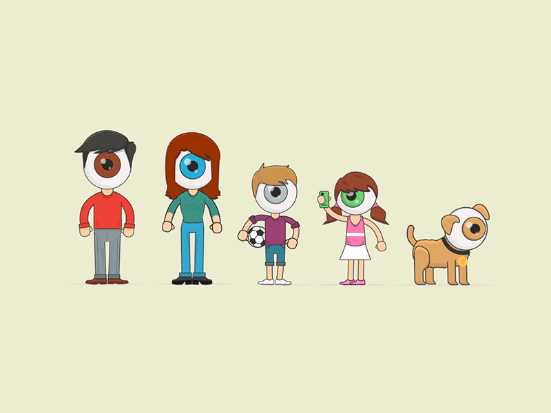 The Eyebrights after effects animated gif character rig dog eye family flat vector rubberhose selfie