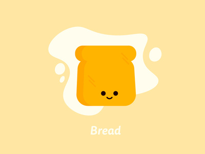 Bread bread character face flat food simple vector yellow