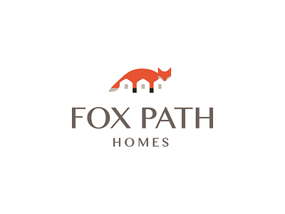 Fox Path Homes animal brandmark builder coyote coywolf dog forest fox home homes house identity logo path wolf