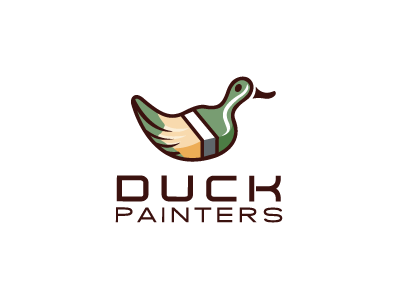 Duck Painters brush duck logo design logos paint paintbrush