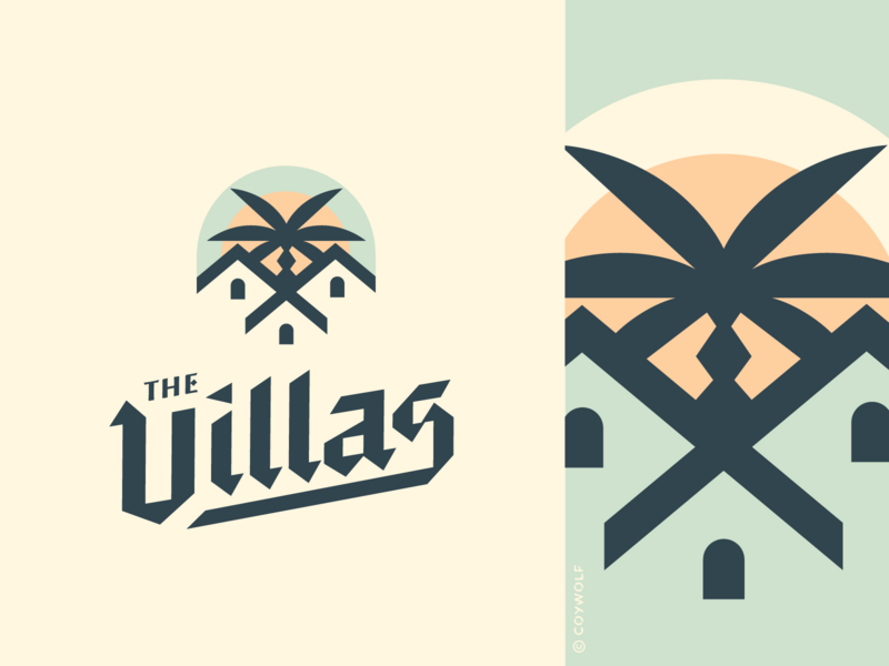 The Villas Logotype beach branding coastal condo custom font graphic design hotel identity logo logodesign logos palm tree palm trees palmtree real estate resort summer typography villa villas