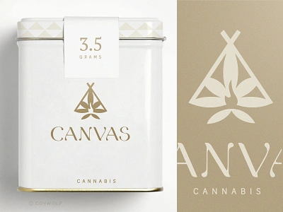 CANVAS cannabis logo branding cannabis cannabis leaf canvas cbd container hemp identity indian label leaf logo logo design logodesign logos native packaging teepee tribal weed