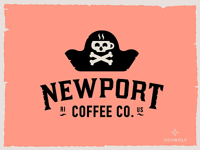 NEWPORT COFFEE logo badge design branding brandmark cafe coffee identity illustration logo logo design logodesign logos logoty[e mug pirate pirate ship pirateship skull skull and crossbones skulls typography
