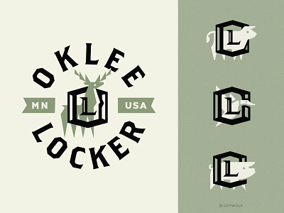 Oklee Locker Logo badge design brandmark cow cow logo duck duck logo farm hunter hunting identity logo logo design logodesign logos logotype pig pig logo retro
