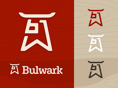 BULWARK lumber identity branding brandmark bull horns identity lettering logo logo design logodesign logos logotype lumber monogram strength strong wood