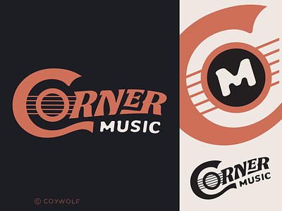 Corner Music Identity band branding custom type guitar identity lettering logo logo design logodesign logos logotype monogram music music teacher school signage wordmark