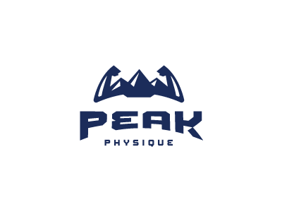 Peak Physique body building gym logo logo design logos mountain muscle trainer