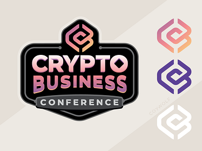 Crypto Business Conference Logo badge blockchain conference crest crypto dao logo logotype shield technology type type design wordmark