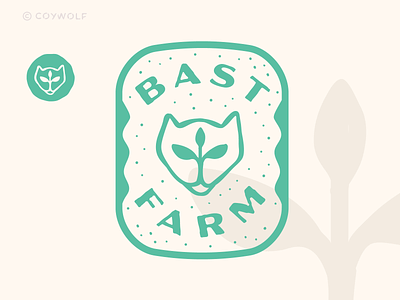 Bast Farms Cat Logo badge branding brandmark cat farm graphic design handmade identity leaf logo logos nature organic plant plants seedling tree vegan