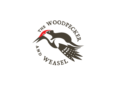 Woodpecker & Weasel animal logos logo logo design logos peckerweasel weasel weaselpecker woodpecker