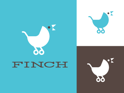 Finch 60s baby kids logo logo design logos modern retro simple stroller