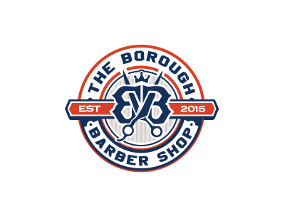 Borough Barber barber shop barbershop crest logo logo design logos monogram scissors