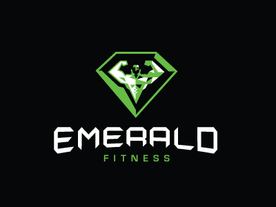 Emerald Fitness diamond gem gym logo logo design logos muscle trainer