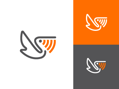 Pelican Telecom concept bird broadcast icon logo logo design logos pelican signal voip wifi