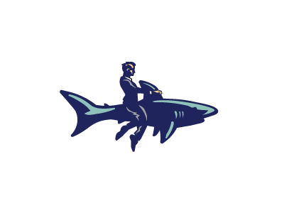 The Shark Whisperer logo logo design logos retro. riding shark suit
