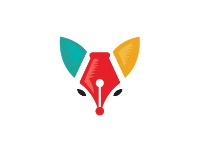 Pen Fox Writing Logo animal coyote dog fox ink logo logo design logos pen wolf