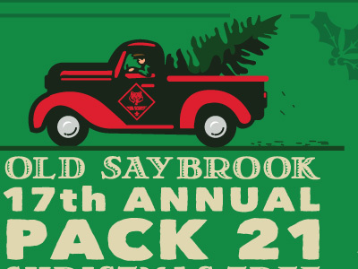 Pack 21 Xmas Tree Pickup Card christmas illustration logo retro tree truck