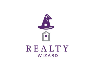 Realty Wizard Logo beard hat lgoo design logo logos magic magician real estate realtor sorcerer wizard