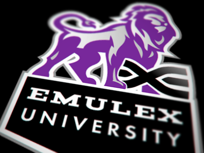 Emulex U crest lion shield sports university