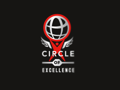 Circleofexcellence angel atlas award circle globe logo wings