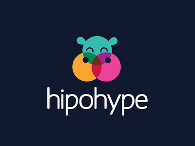 hipohype animal circles colorful cute hippo hippopotamus icon mascot monogram overlap