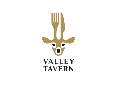 Valley Tavern animal antlers brandmark cutlery deer food identity logo logo design logos restaurant