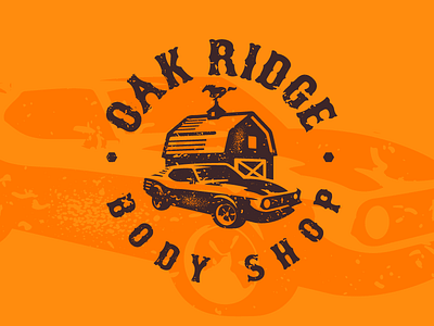 Oakridge Body Shop automotive ford illustration logo motorsports muscle car mustang retro screenprint vintage