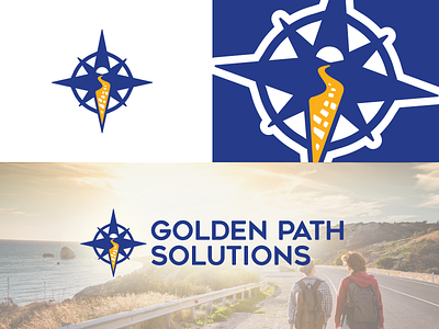 Golden Path Solutions brandmark compass compass rose identity logo logo design logos path road sunrise sunset