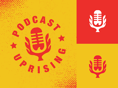 Podcast Uprising Identity bird brandmark identity logo logodesign logos microphone podcast screenprint