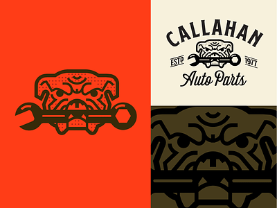 Callahan Auto Parts automotive autoparts bulldog callahan icon logo repair retro service tommyboy tools