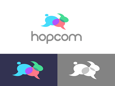 hopcom identity brandmark bunny communication hop identity logo logos rabbit speechbubble talk voice