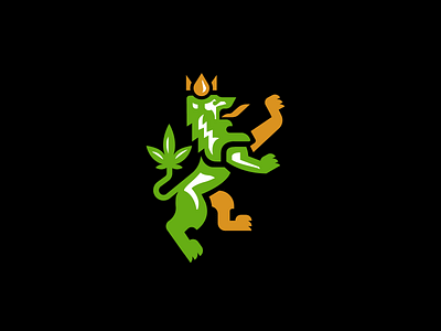 Spanish CBD Brandmark cannabis cbd coatofarms crown hemp identity illustration lion lions logo logos marijuana oil