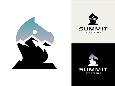 Summit Strategies ID chess knight landscape logo logo design logos mountain mountains peak strategy summit