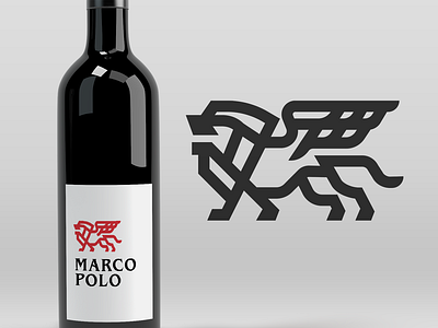 Marco Polo Lion bold brandmark identity lion logo logos modern monoline wings