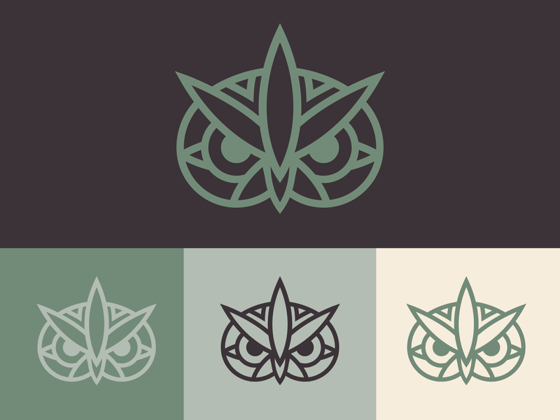 Green Owl Therapy brandmark cannabis hemp icon illustration leaf logo logo design logos natural nature owl