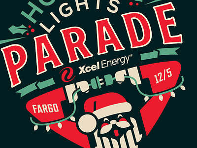 Holiday Lights Parade christmas lights illustration lights logo logos parade parade logo retro santa vintage