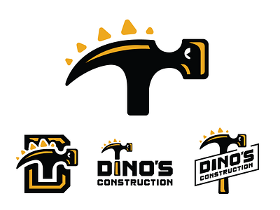 Dino's Construction Logo builder construction developer dino dinosaur hammer handyman letter d letters logo logodesign logos renovation strong tool trex typography tyrannosaurus rex