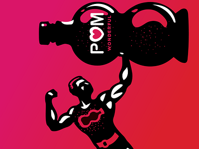 Mr. Wonderful beverage excercise fitness gym health illustration muscles pom pomegranate strongman vintage