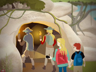 Secret Cave cave hiking illustration