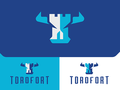 Torofort Logo branding brandmark bull bull logo bulls castle cybersecurity defense emblem icon identity logo logo design rampart saas security security logo