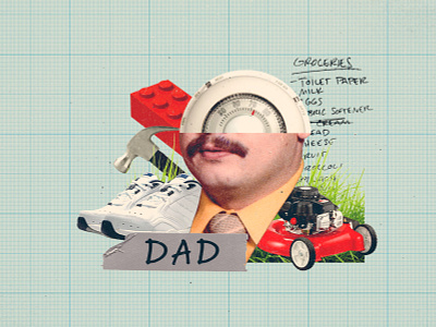 Father's Day 2020 collage dad design father fathersday flat graph paper grass hammer illustration lawnmower lego mustache thermostat